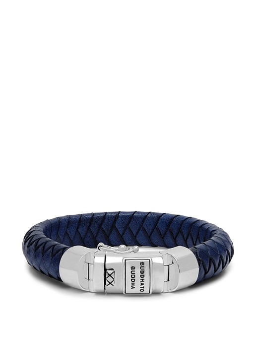 Buddha to Buddha Ben armband van leer - voorkant 3 donkerblauw