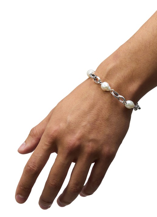 Buddha to Buddha Ben Baroque armband van zilver met parel  - detail 4 zilver