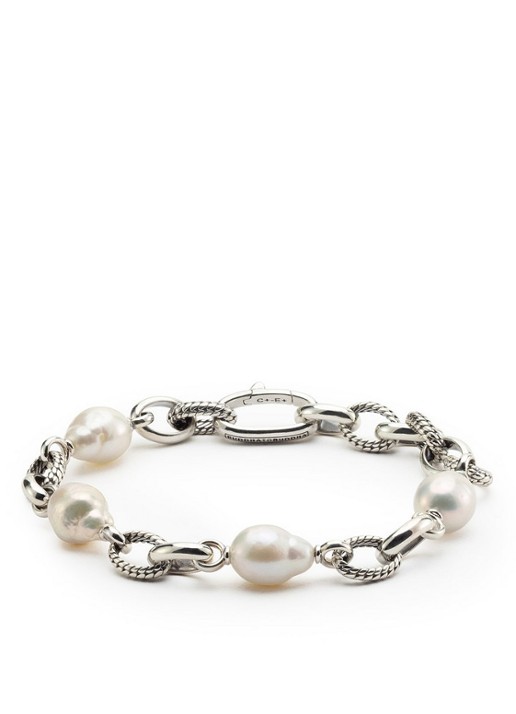 Buddha to Buddha Ben Baroque armband van zilver met parel  - voorkant zilver