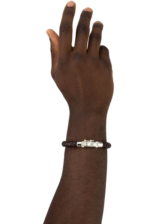 Buddha to Buddha Ben Small armband van leer - detail 4 donkerbruin