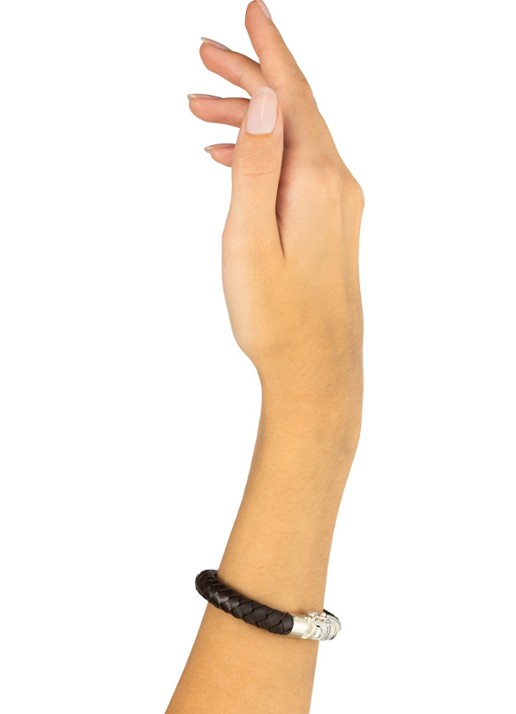 Buddha to Buddha Ben Small armband van leer - voorkant 2 donkerbruin