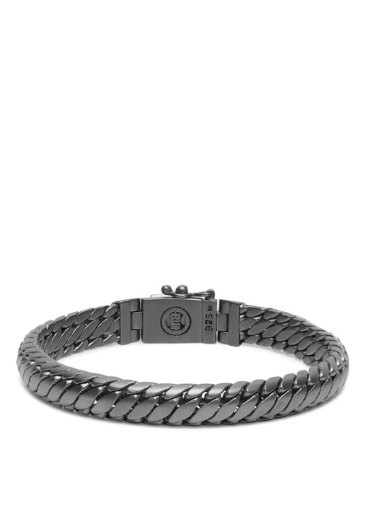 Buddha to Buddha Ben XS schakelarmband van zilver met detail van 14 karaat geelgoud - detail 4 donkergrijs