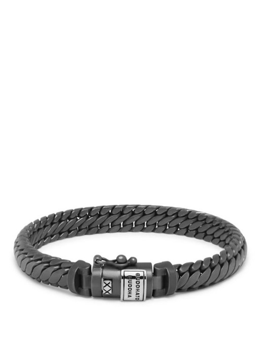 Buddha to Buddha Ben XS schakelarmband van zilver - voorkant 2 zwart