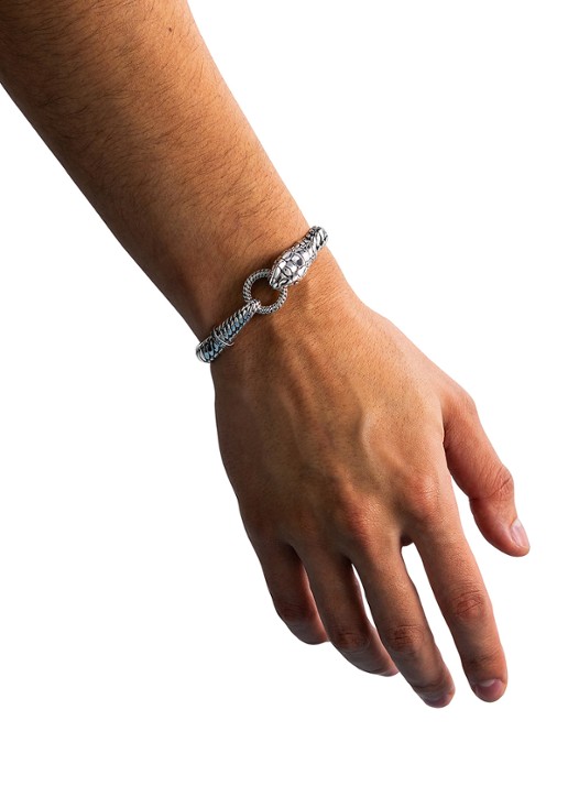 Buddha to Buddha Ben XS Slang armband van zilver - detail 3 zilver