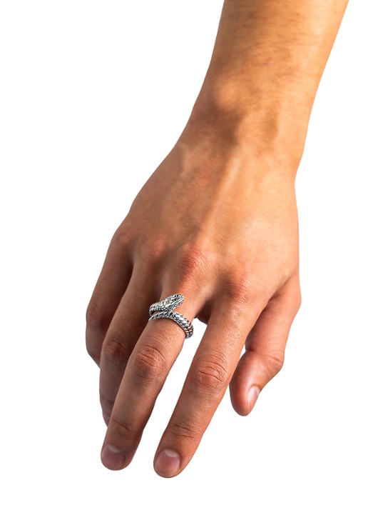 Buddha to Buddha Ben XS Slang ring van zilver - detail 2 zilver