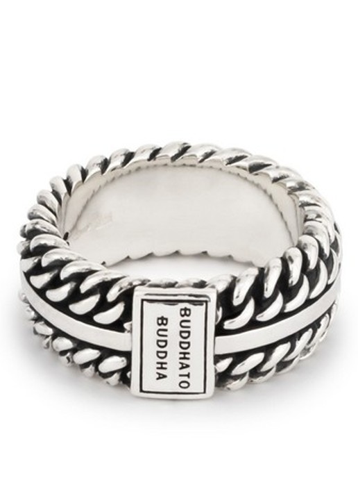 Buddha to Buddha Chain Texture ring van zilver