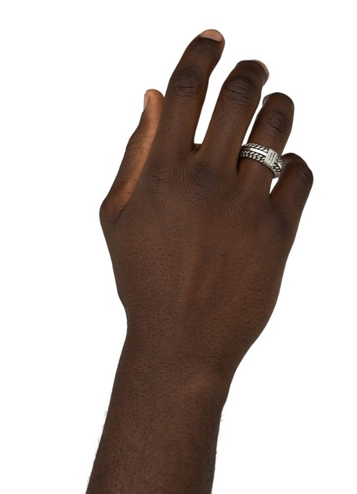 Buddha to Buddha Chain Texture ring van zilver - voorkant 2 zilver