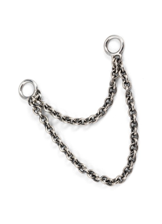 Buddha to Buddha Double Chain enkele ooring  - detail 4 zilver