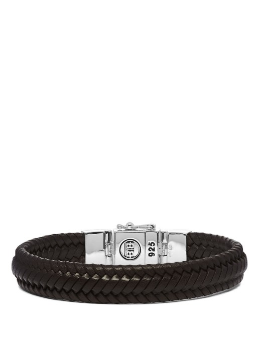 Buddha to Buddha Edwin Small armband van gevlochten leer - detail 4 donkerbruin