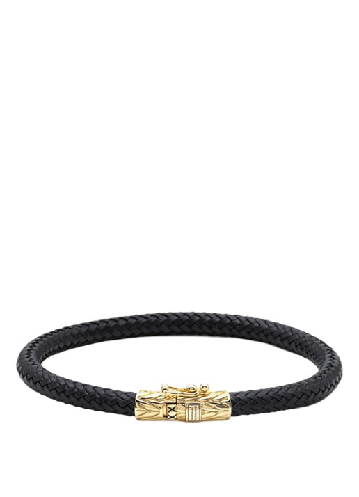 Buddha to Buddha Ellen armband van gevlochten leer - voorkant 2 goud