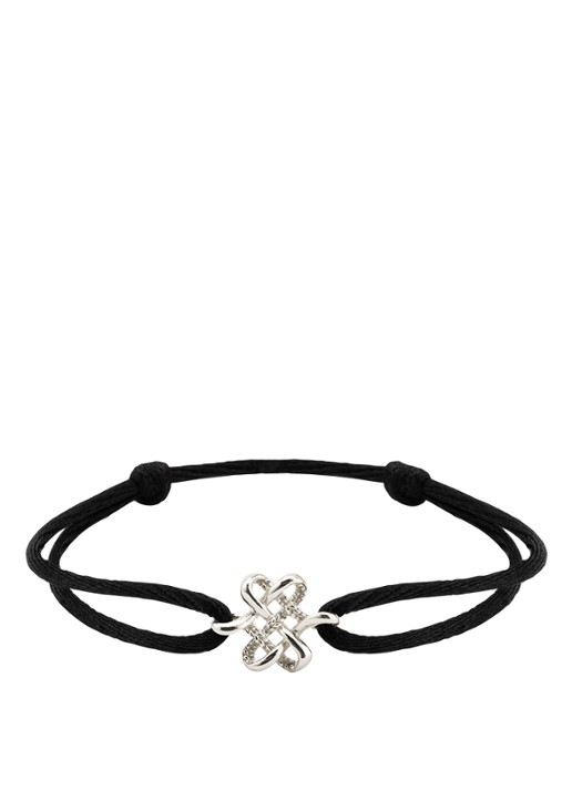 Buddha to Buddha Endless Knot Cord armband van zilver