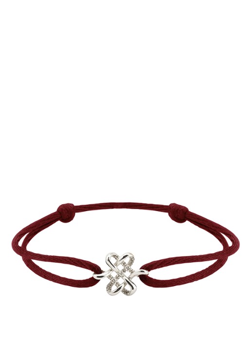 Buddha to Buddha Endless Knot Cord armband van zilver