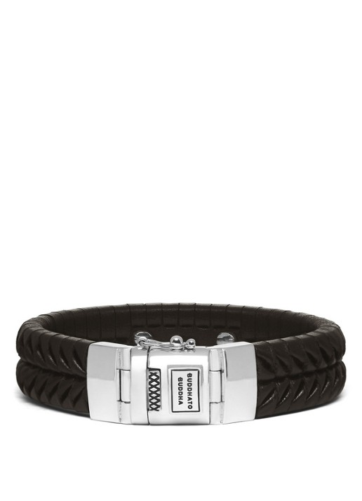 Buddha to Buddha Komang armband van leer - voorkant 4 bruin