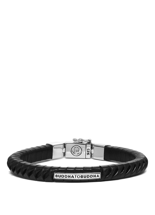 Buddha to Buddha Komang Small armband van gevlochten leer - detail 2 zwart