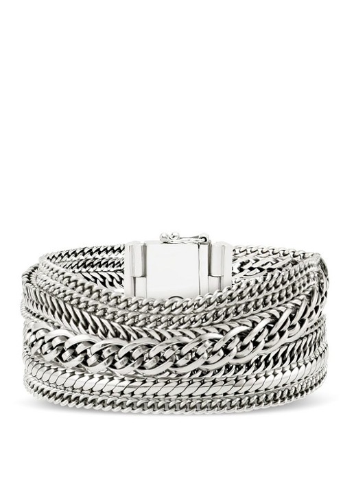 Buddha to Buddha Multi Chain Nathalie schakelarmband van zilver - detail zilver