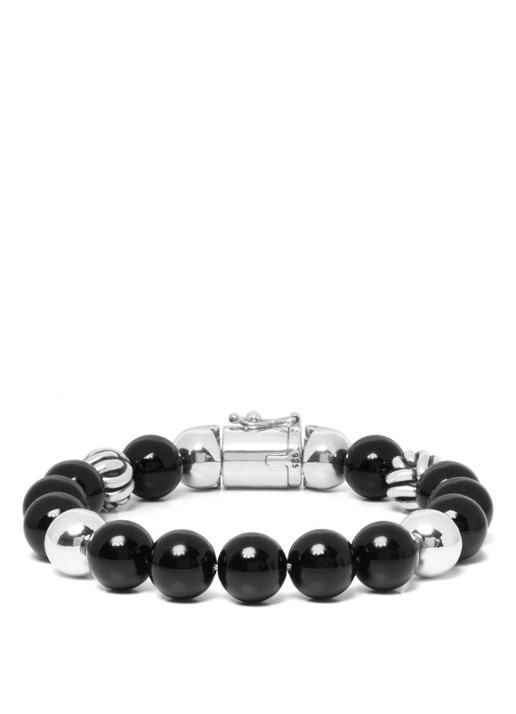 Buddha to Buddha Spirit Bead kralenarmband van zilver met onyx - detail 4 zwart