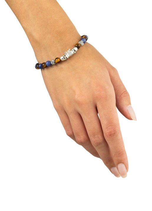 Buddha to Buddha Spirit Bead Mini Mix kralenarmband met edelsteen - detail 4 donkerblauw