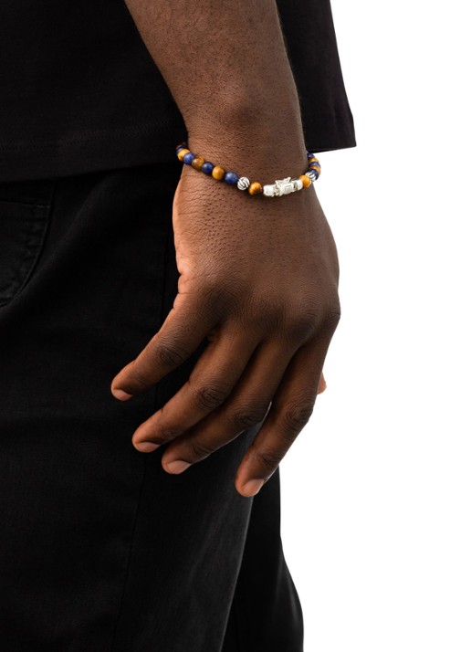 Buddha to Buddha Spirit Bead Mini Mix kralenarmband met edelsteen - voorkant 2 donkerblauw