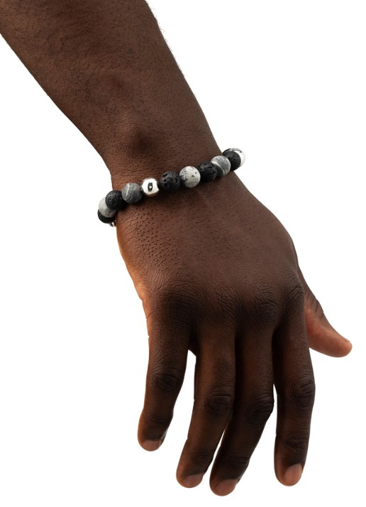 Buddha to Buddha Spirit Bead Mix kralenarmband met edelsteen - voorkant 2 grijs