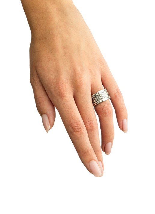 Buddha to Buddha Triple Mini ring van zilver - voorkant 2 zilver