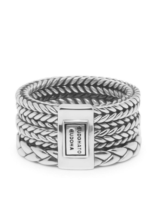 Buddha to Buddha Triple Mini ring van zilver - voorkant 3 zilver