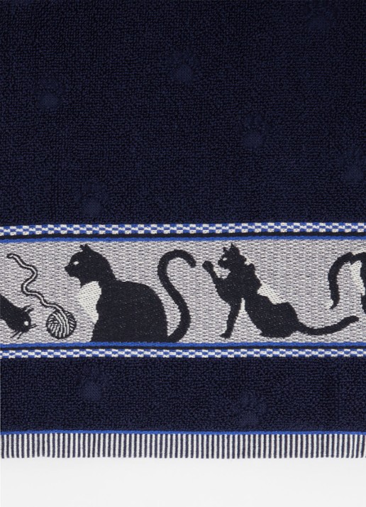 Bunzlau Castle Cats keukendoek van  katoen 60 x 50 cm - detail donkerblauw