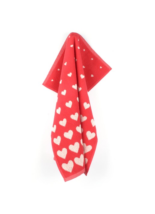 Bunzlau Castle Hearts keukendoek 53 x 60 cm - voorkant rood