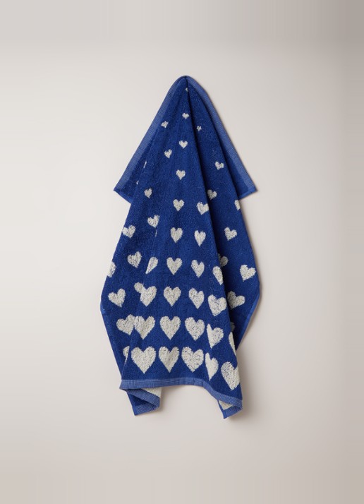 Bunzlau Castle Hearts keukendoek van  katoen 50 x 60 cm - voorkant 2 blauw