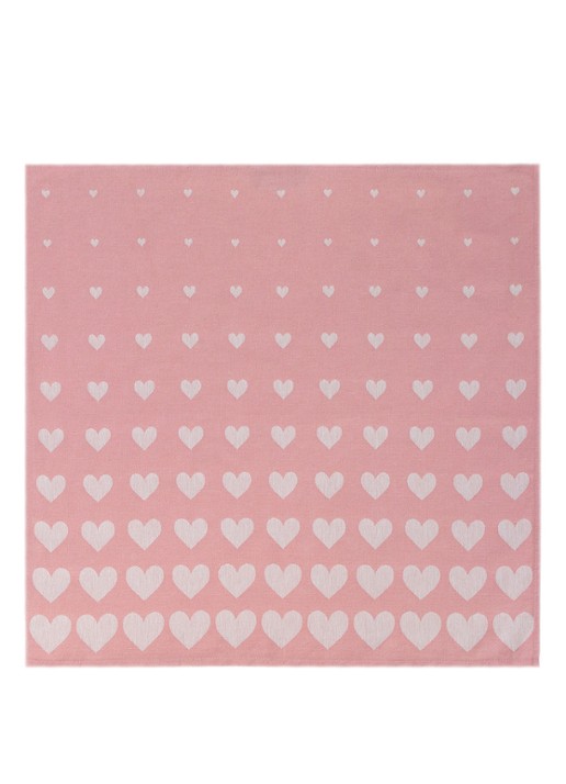 Bunzlau Castle Hearts theedoek 65 x 65 cm  - detail roze