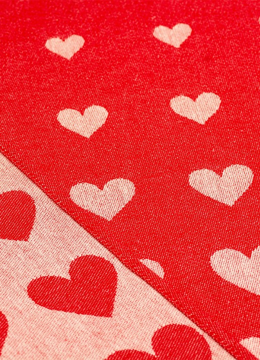 Bunzlau Castle Hearts theedoek 65 x 65 cm  - voorkant 4 rood