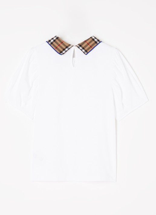 Burberry Alesea top van piqué katoen met polokraag - voorkant 2 wit