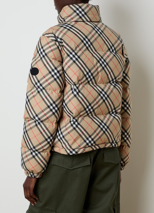 Burberry Ambleside pufferjack met ruitdessin en steekzakken - achterkant 6 zand