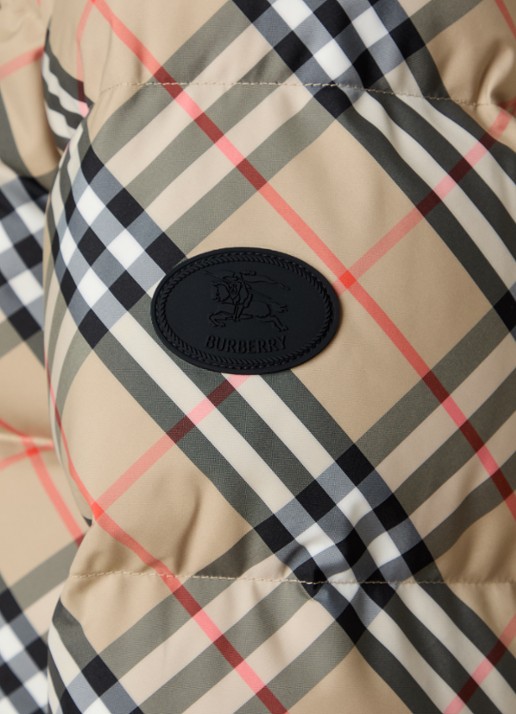 Burberry Ambleside pufferjack met ruitdessin en steekzakken - detail 3 zand