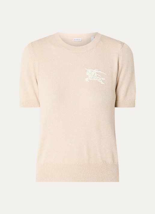 Burberry Anisa fijngebreide top met logoborduring - voorkant beige