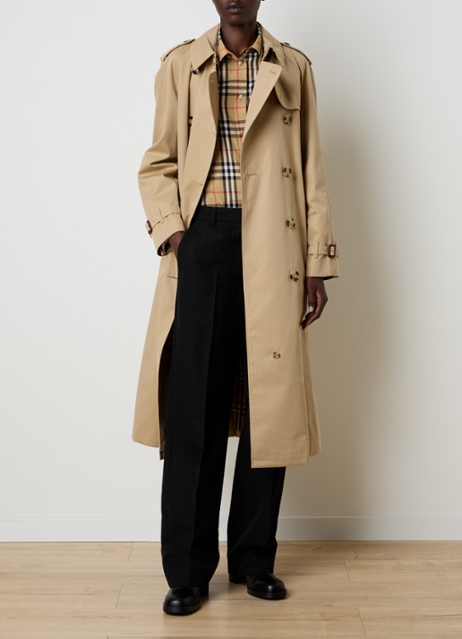 Burberry Asymmetrische trenchcoat met paspelzakken - voorkant 2 zwart