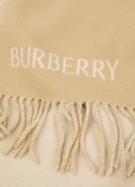 Burberry B Crest sjaal van kasjmier met borduring 165 x 33 cm - detail zand