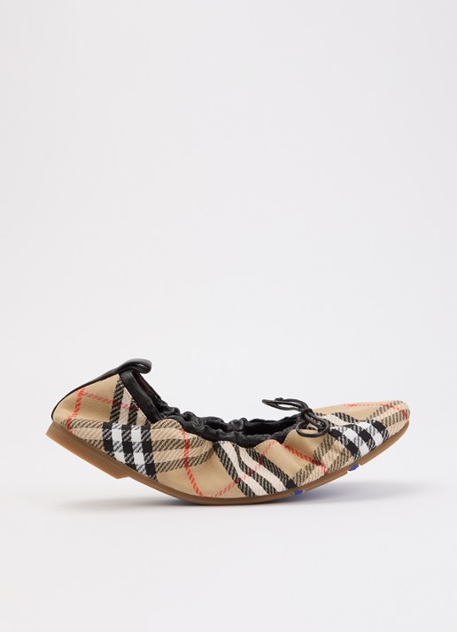 Burberry Ballerina met details van lamsleer en ruitdessin