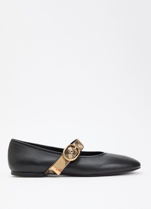 Burberry Ballerina van lamsleer - voorkant 6 zwart