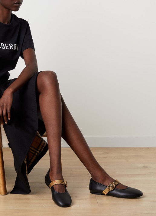 Burberry Ballerina van lamsleer - voorkant 3 zwart