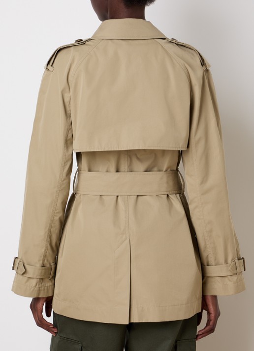 Burberry Belgravia double-breasted trenchcoat met steekzakken en ceintuur - achterkant khaki