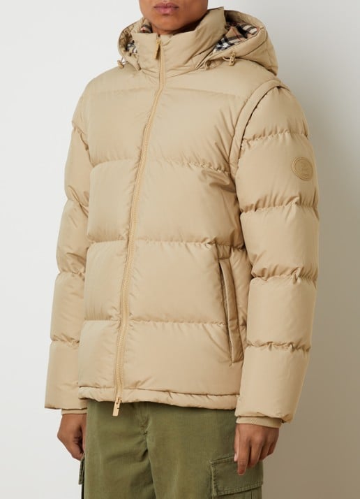Burberry Bideford puffer jack met donsvulling - detail khaki