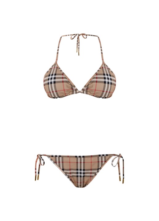 Burberry Bikiniset met ruitdessin - voorkant 3 beige