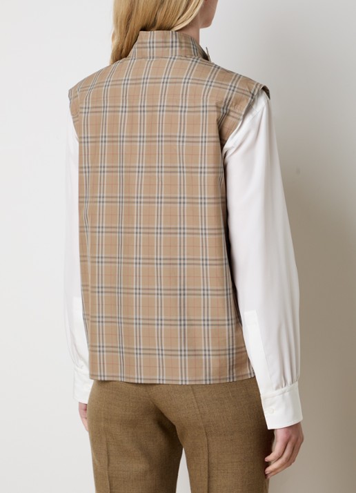 Burberry Blouse met ruitdessin - achterkant 5 zand