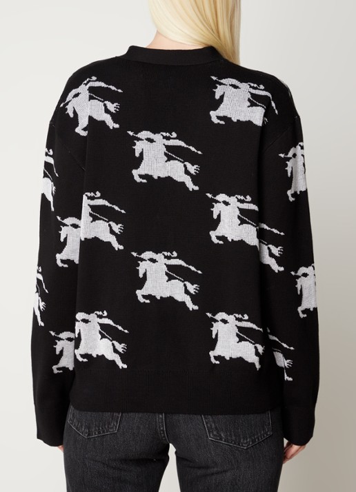 Burberry Brittany fijngebreid vest in zijdeblend met logoprint - achterkant zwart