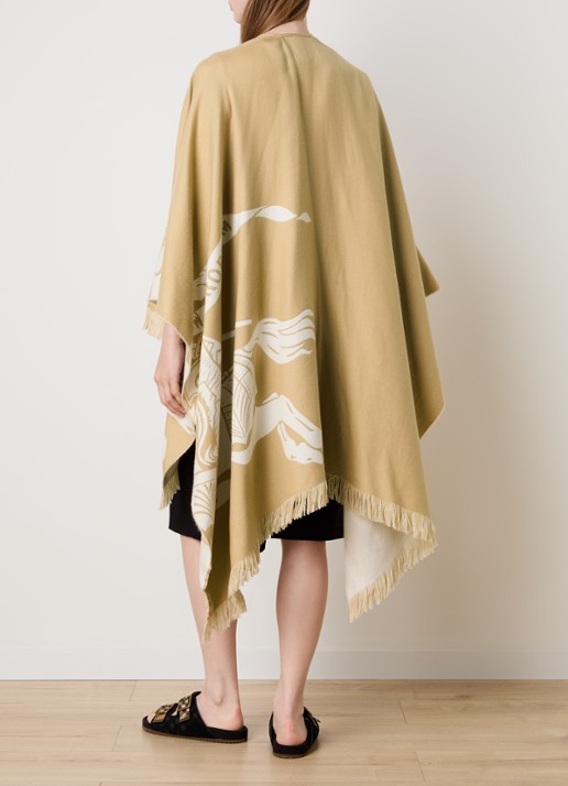 Burberry Cape in kasjmierblend met logoprint - achterkant 6 zand