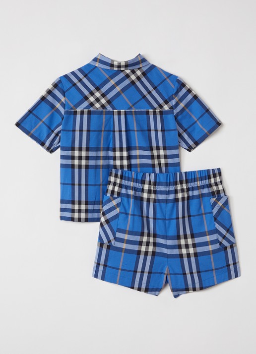 Burberry Carey set van overhemd en korte broek in giftbox 2-delig - voorkant 3 blauw
