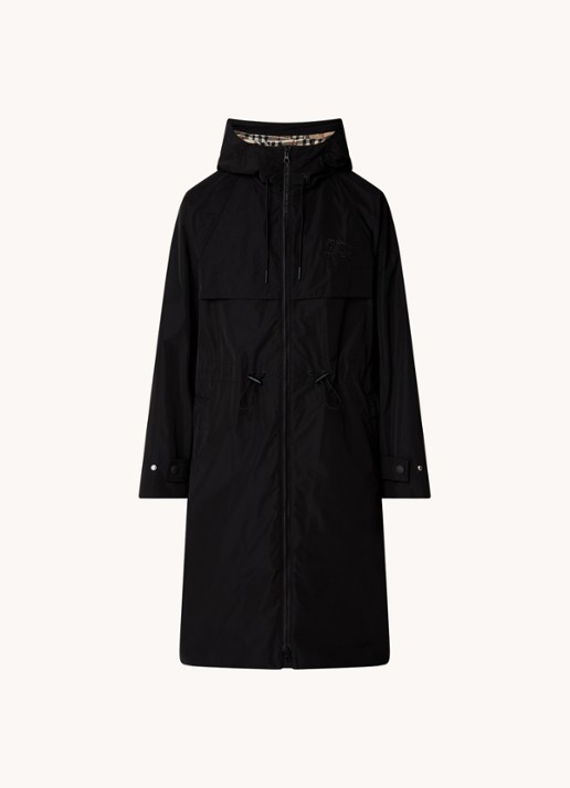 Burberry Charminster parka met logoborduring - voorkant zwart