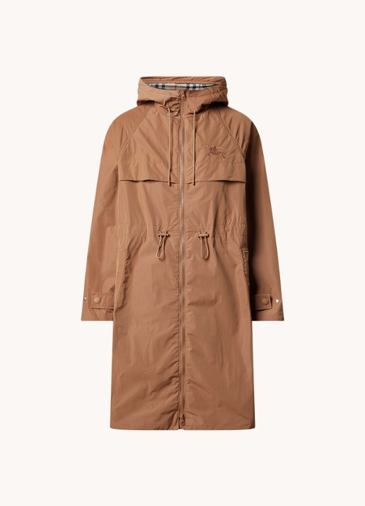 Burberry Charminster parka met logoborduring - voorkant camel