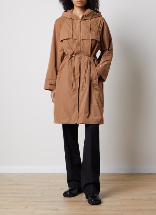 Burberry Charminster parka met logoborduring - voorkant 2 camel