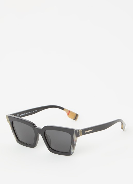 Burberry Check Detail zonnebril BE4392U - voorkant zwart